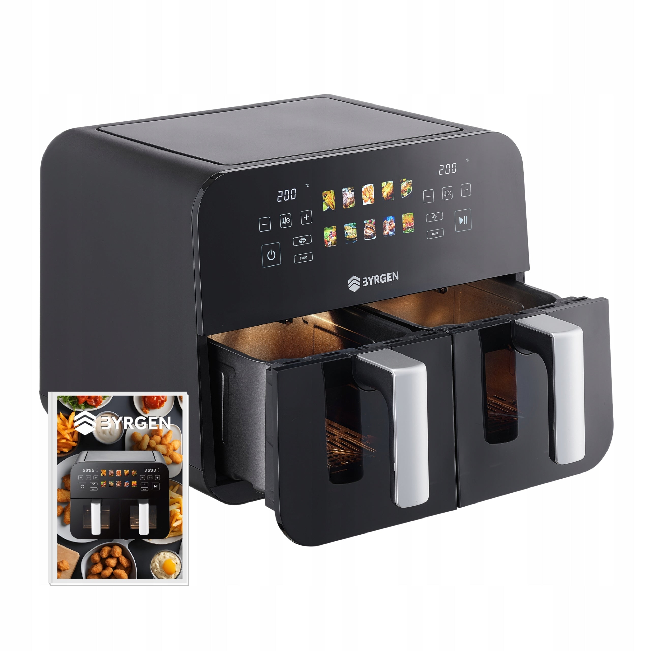 Frytkownica Beztłuszczowa Air Fryer BYRGEN 9L dwukomorowa 2400W suszarka(Frytkownica Beztłuszczowa Air Fryer BYRGEN 9L dwukomorowa 2400W suszarka)