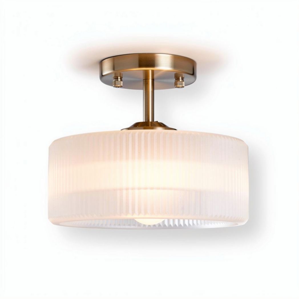 Lampa sufitowa z białym kloszem i metalowym wykończeniem 30 x 30 x 15cm
