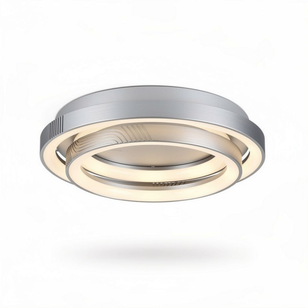 Lampa sufitowa led okrągła metalowa srebrna 20 x 20 x 5cm