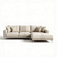 Sofa narożna z tkaniny w kolorze beżowym 200 x 90 x 85cm z poduszkami