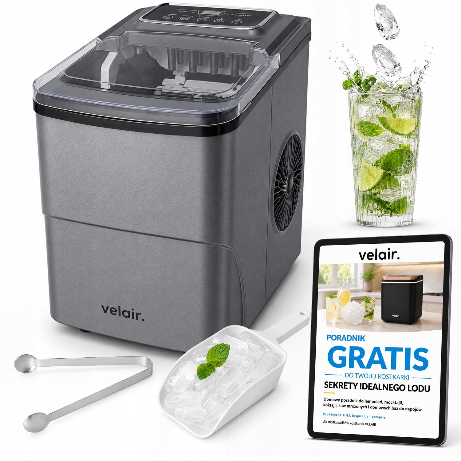 Kostkarka do lodu ICE PRO 160W! LÓD 6 MINUT! 12kg/24h + PORADNIK GRATIS!(Kostkarka do lodu ICE PRO 160W! LÓD 6 MINUT! 12kg/24h + PORADNIK GRATIS!)