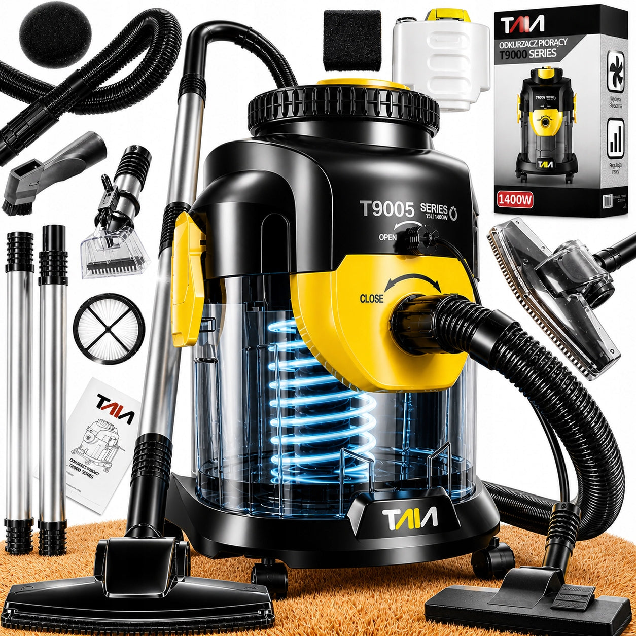 ODKURZACZ PIORĄCY TAIA 2200W DO DYWANÓW DO TAPICERKI 3L NADMUCH TURBO XXXXL